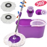360 Magic Spin Mop with Bucket 2 Microfiber Heads Rotating head Purple
